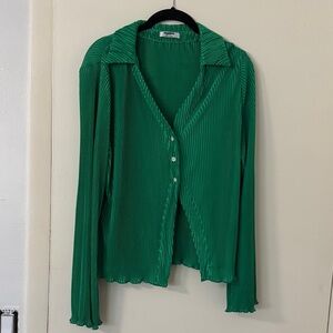 Vibrant Green Button-Down Shirt